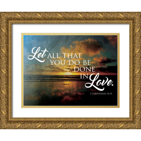 Let Love Gold Ornate Wood Framed Art Print with Double Matting by Grey, Jace