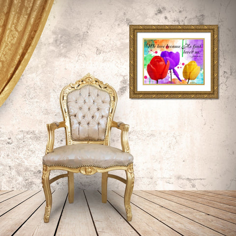 We Love Gold Ornate Wood Framed Art Print with Double Matting by Grey, Jace