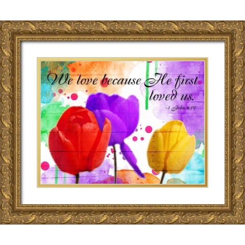 We Love Gold Ornate Wood Framed Art Print with Double Matting by Grey, Jace