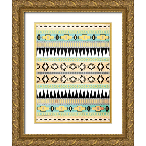 Neutral Aztec Mate Gold Ornate Wood Framed Art Print with Double Matting by Grey, Jace