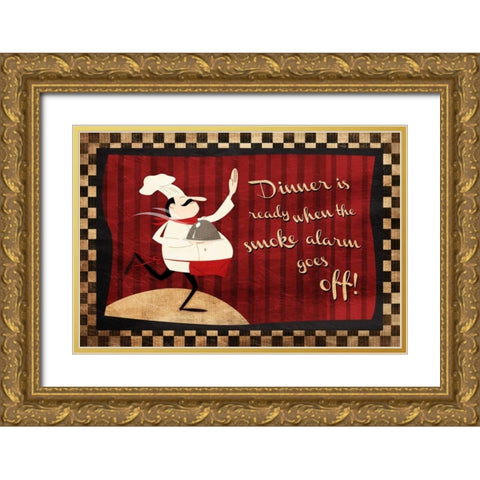 Dinner Is Ready Gold Ornate Wood Framed Art Print with Double Matting by Grey, Jace