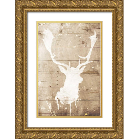 Deer Drip Mate Gold Ornate Wood Framed Art Print with Double Matting by Grey, Jace