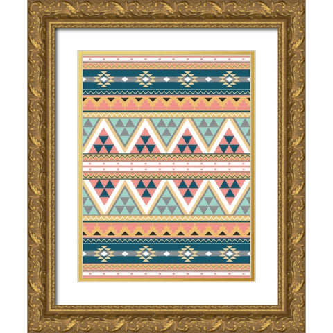 Cotton Candy Aztec Gold Ornate Wood Framed Art Print with Double Matting by Grey, Jace