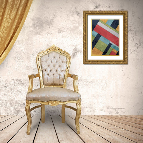 Stipe Overlay Gold Ornate Wood Framed Art Print with Double Matting by Grey, Jace