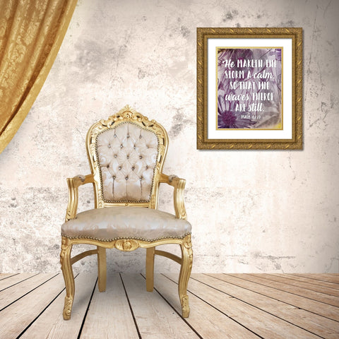 Waves Psalm Gold Ornate Wood Framed Art Print with Double Matting by Grey, Jace