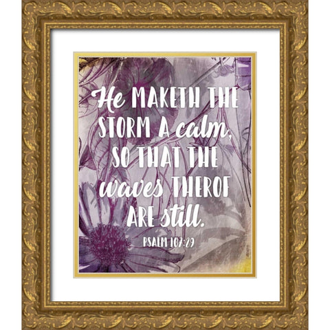 Waves Psalm Gold Ornate Wood Framed Art Print with Double Matting by Grey, Jace