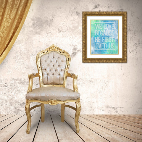 We Love Gold Ornate Wood Framed Art Print with Double Matting by Grey, Jace