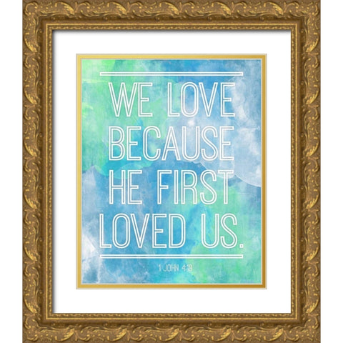 We Love Gold Ornate Wood Framed Art Print with Double Matting by Grey, Jace