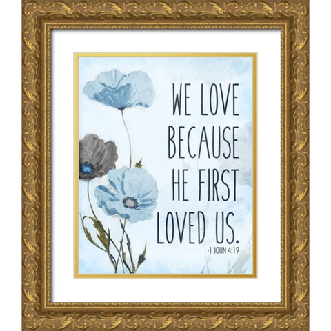 We Love Gold Ornate Wood Framed Art Print with Double Matting by Grey, Jace