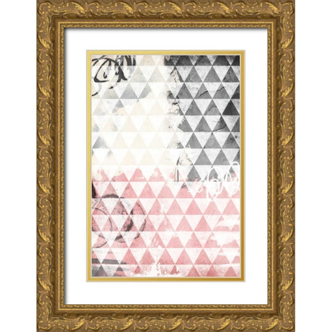 Rose Tri Abstract Gold Ornate Wood Framed Art Print with Double Matting by Grey, Jace