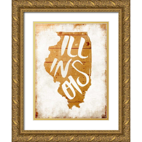 Wood Illinois Gold Ornate Wood Framed Art Print with Double Matting by Grey, Jace