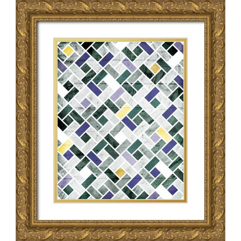 Emerald Smoke Tile Gold Ornate Wood Framed Art Print with Double Matting by Grey, Jace