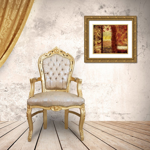 Golden Red Bouquet Gold Ornate Wood Framed Art Print with Double Matting by Grey, Jace