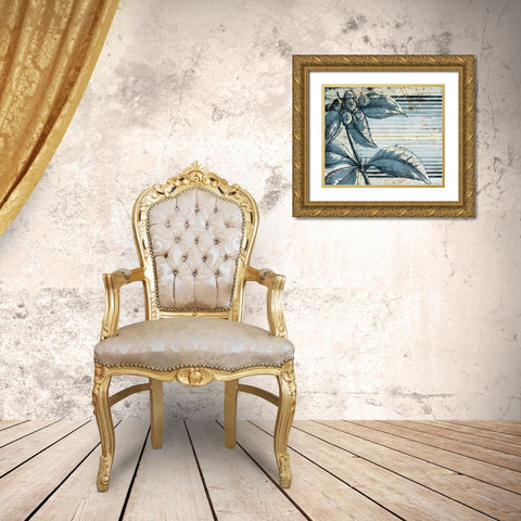 Striped Blue Steal Mate Gold Ornate Wood Framed Art Print with Double Matting by Grey, Jace