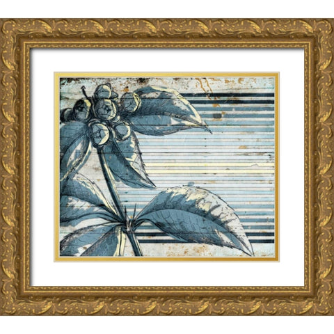 Striped Blue Steal Mate Gold Ornate Wood Framed Art Print with Double Matting by Grey, Jace