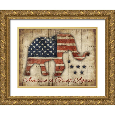 America Is Great Again Gold Ornate Wood Framed Art Print with Double Matting by Grey, Jace