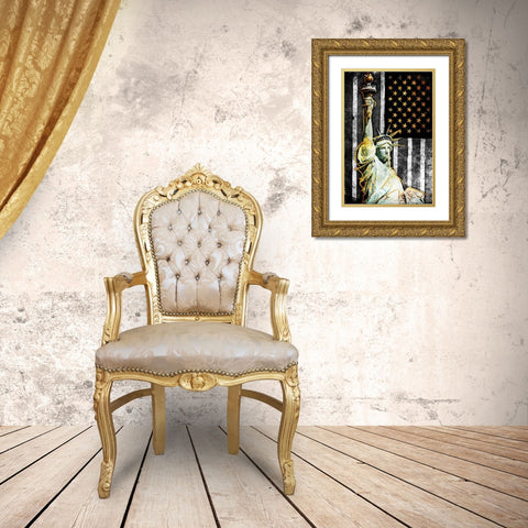 Statue Of Real America Gold Ornate Wood Framed Art Print with Double Matting by Grey, Jace
