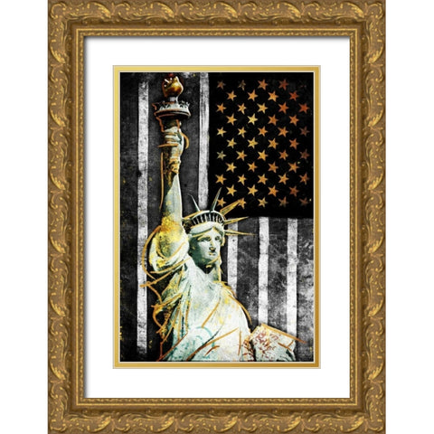 Statue Of Real America Gold Ornate Wood Framed Art Print with Double Matting by Grey, Jace