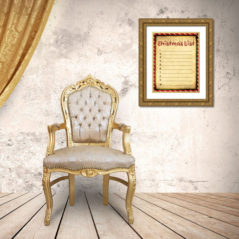 Christmas List Gold Ornate Wood Framed Art Print with Double Matting by Grey, Jace