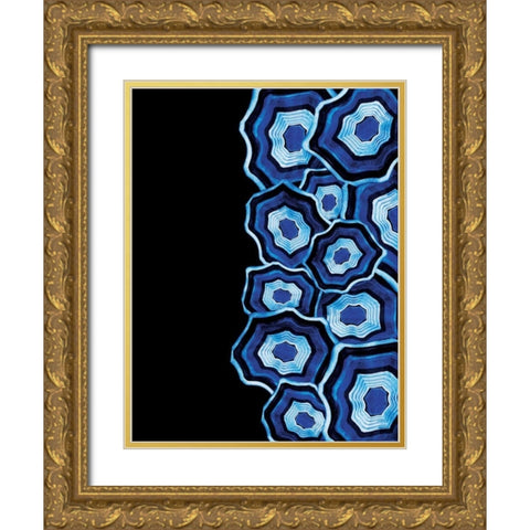 Half Of Blue Agates Gold Ornate Wood Framed Art Print with Double Matting by Grey, Jace