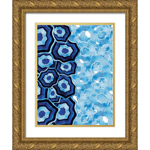 Half Of Blue White Agates Gold Ornate Wood Framed Art Print with Double Matting by Grey, Jace