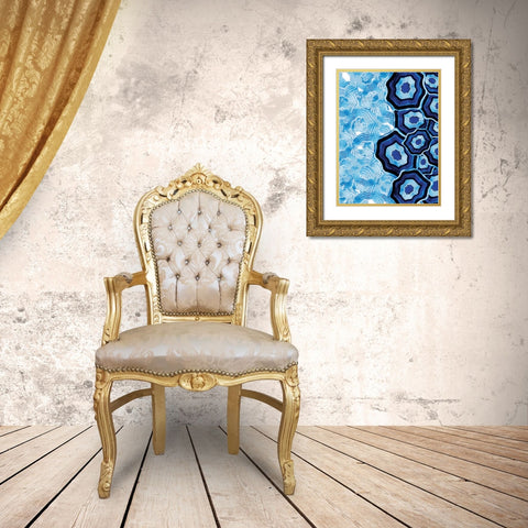 Other Half Of Blue White Agates Gold Ornate Wood Framed Art Print with Double Matting by Grey, Jace