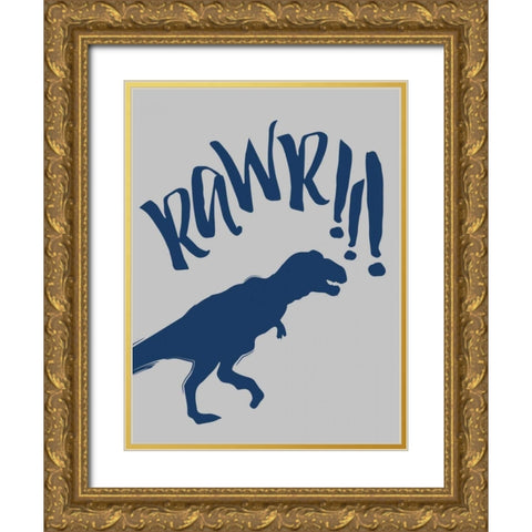 RAWR Gold Ornate Wood Framed Art Print with Double Matting by Grey, Jace