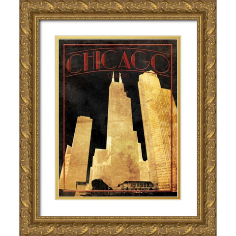 Gold Chicago Gold Ornate Wood Framed Art Print with Double Matting by Grey, Jace