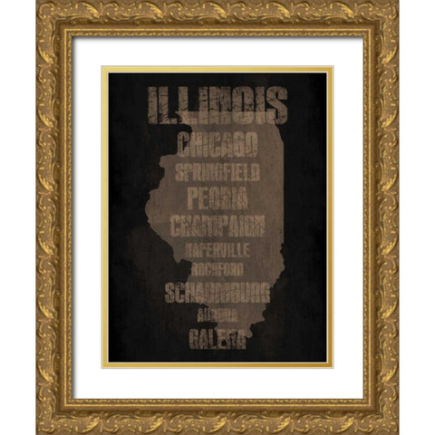 Illinois Silo Gold Ornate Wood Framed Art Print with Double Matting by Grey, Jace