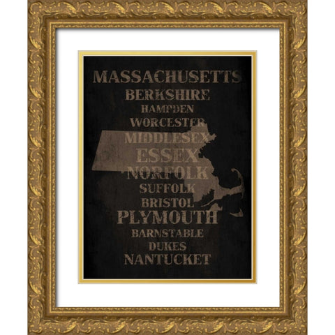 Massachusetts Silo Gold Ornate Wood Framed Art Print with Double Matting by Grey, Jace