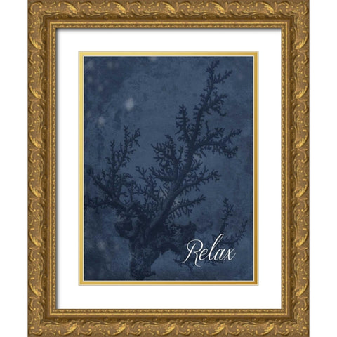 Blue Water Coral Relax Gold Ornate Wood Framed Art Print with Double Matting by Grey, Jace