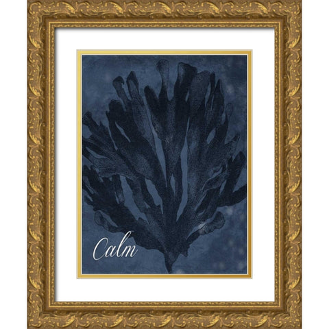 Blue Water Coral Calm Gold Ornate Wood Framed Art Print with Double Matting by Grey, Jace