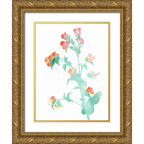 Watered Down Red Pink Gold Ornate Wood Framed Art Print with Double Matting by Grey, Jace