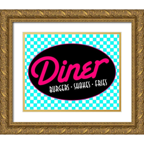 Diner Bright Gold Ornate Wood Framed Art Print with Double Matting by Grey, Jace