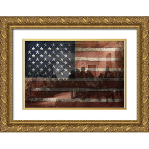 Declare USA Gold Ornate Wood Framed Art Print with Double Matting by Grey, Jace
