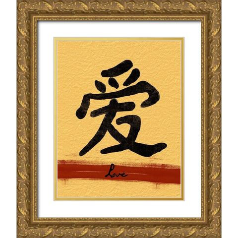 Love Script Gold Ornate Wood Framed Art Print with Double Matting by Grey, Jace