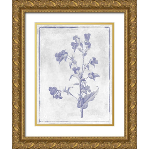 Monochrome Floral Lavender Gold Ornate Wood Framed Art Print with Double Matting by Grey, Jace
