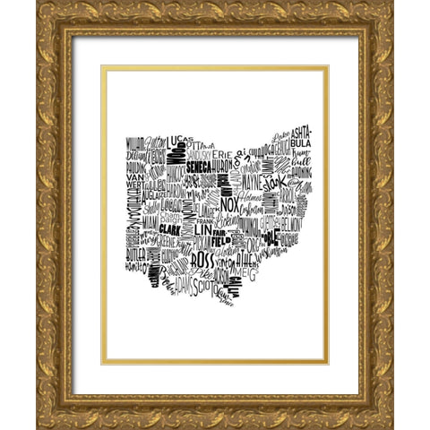 Ohio Gold Ornate Wood Framed Art Print with Double Matting by Grey, Jace