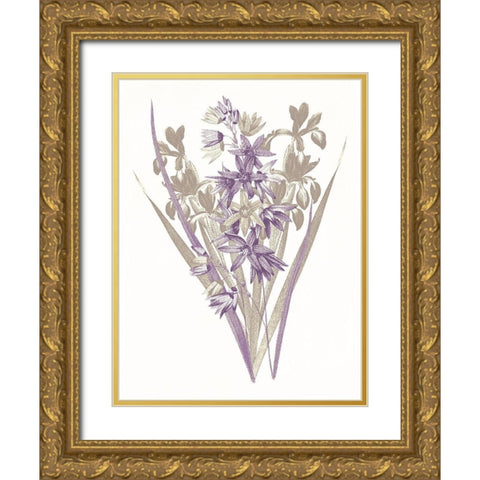Lavender Flowers Three Gold Ornate Wood Framed Art Print with Double Matting by Grey, Jace