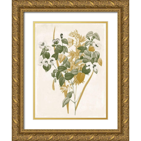 Green and Gold Flowers 4 Gold Ornate Wood Framed Art Print with Double Matting by Grey, Jace