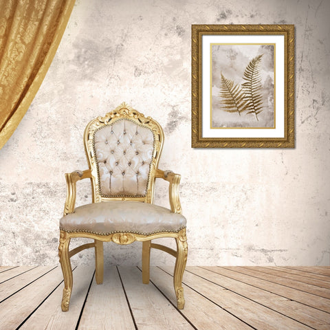 Mute Ferns Gold Ornate Wood Framed Art Print with Double Matting by Grey, Jace