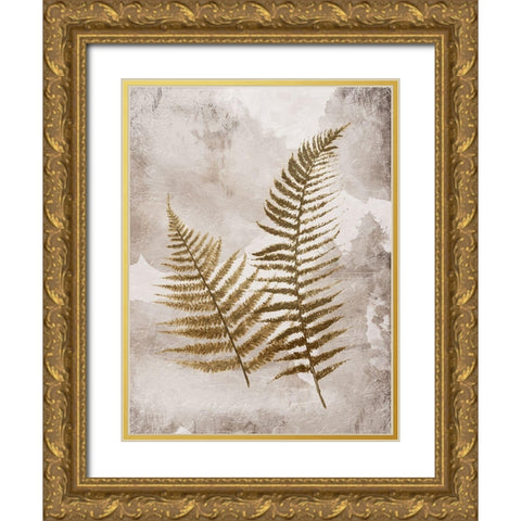 Mute Ferns Gold Ornate Wood Framed Art Print with Double Matting by Grey, Jace