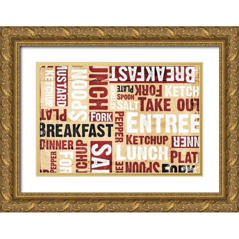 Breakfast Lunch Gold Ornate Wood Framed Art Print with Double Matting by Grey, Jace