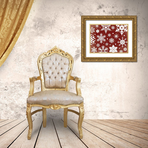 Red Flakes Gold Ornate Wood Framed Art Print with Double Matting by Grey, Jace