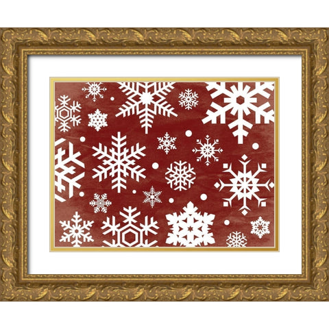 Red Flakes Gold Ornate Wood Framed Art Print with Double Matting by Grey, Jace
