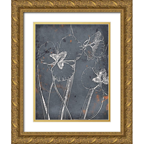 Cool Fall Flowers Gold Ornate Wood Framed Art Print with Double Matting by Grey, Jace