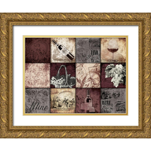 Enjoy The Wine Gold Ornate Wood Framed Art Print with Double Matting by Grey, Jace