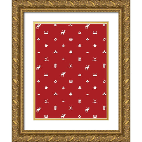 Canada Pattern Gold Ornate Wood Framed Art Print with Double Matting by Grey, Jace