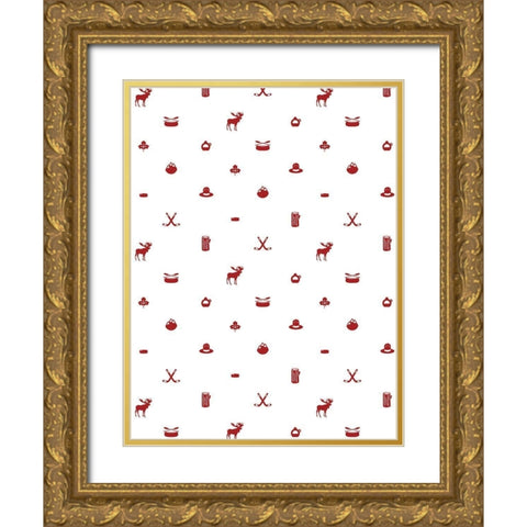Canada Pattern Reverse Gold Ornate Wood Framed Art Print with Double Matting by Grey, Jace
