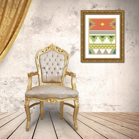 Aztec Calm Gold Ornate Wood Framed Art Print with Double Matting by Grey, Jace